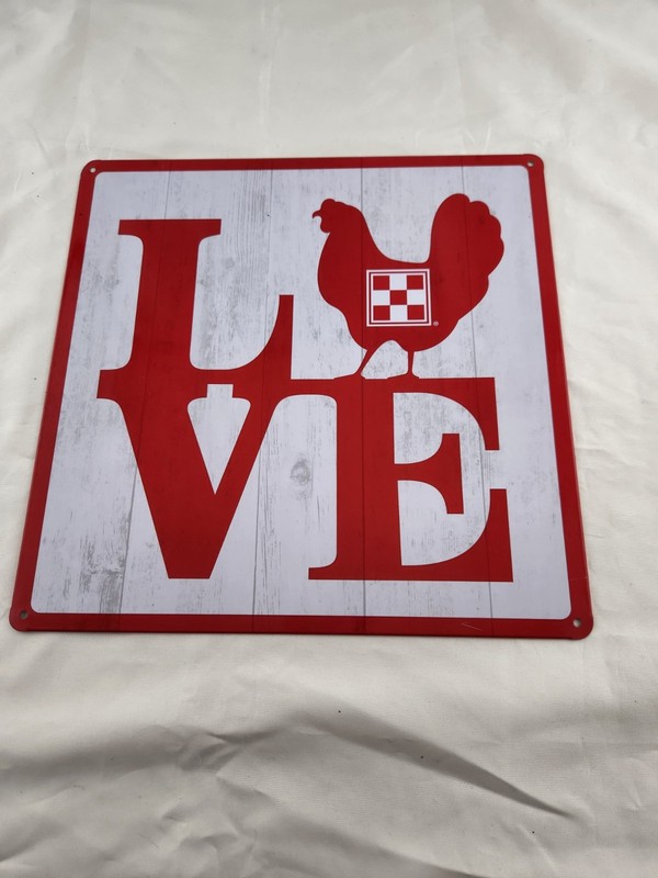 Purina Metal Collectible sign, “Love” chickens, 9″x9″, NEW