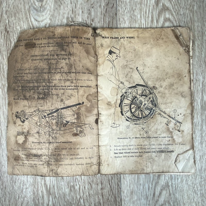 Antique IHC McCormick-Deering Grain Binder Setting Up & Operating Instructions