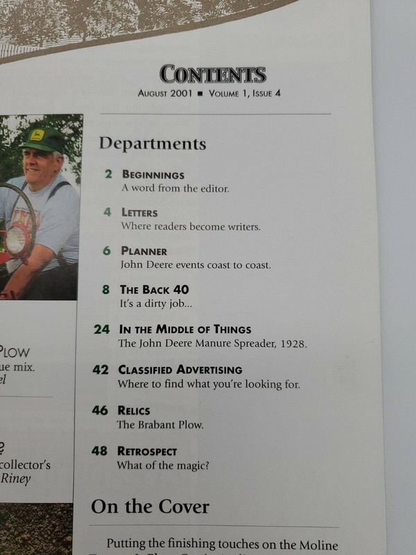 JOHN DEERE TRADITION Magazine Volume 1 Issue 4 August 2001 Collectors gallery