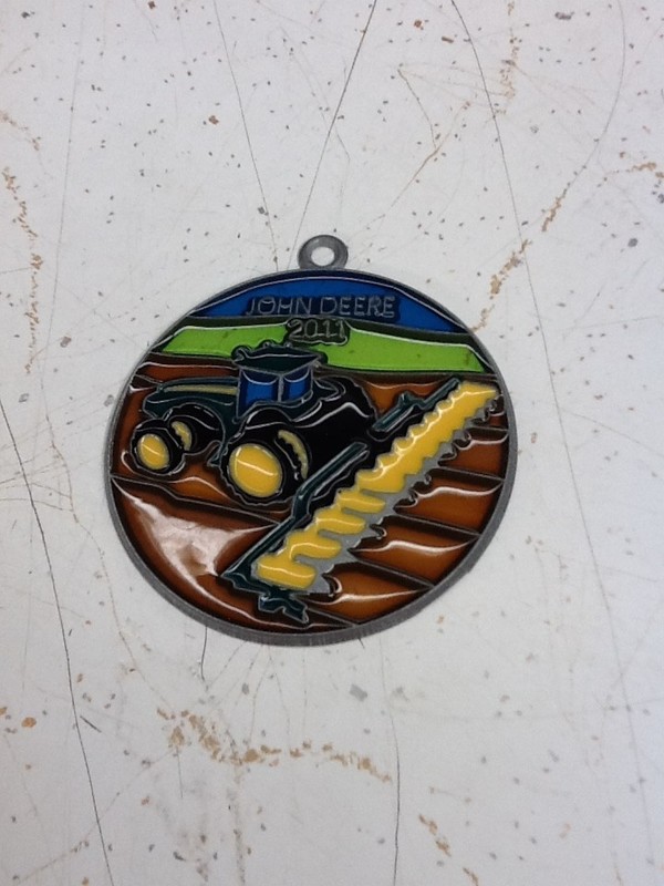 Vintage 2011 JOHN DEERE TRACTOR Stained Glass Farming Field Suncatcher