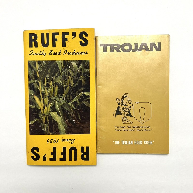 Trojan Gold Book Corn Farmer Data Notebook 1973 + Spring 1986 Ruffs Seed Guide