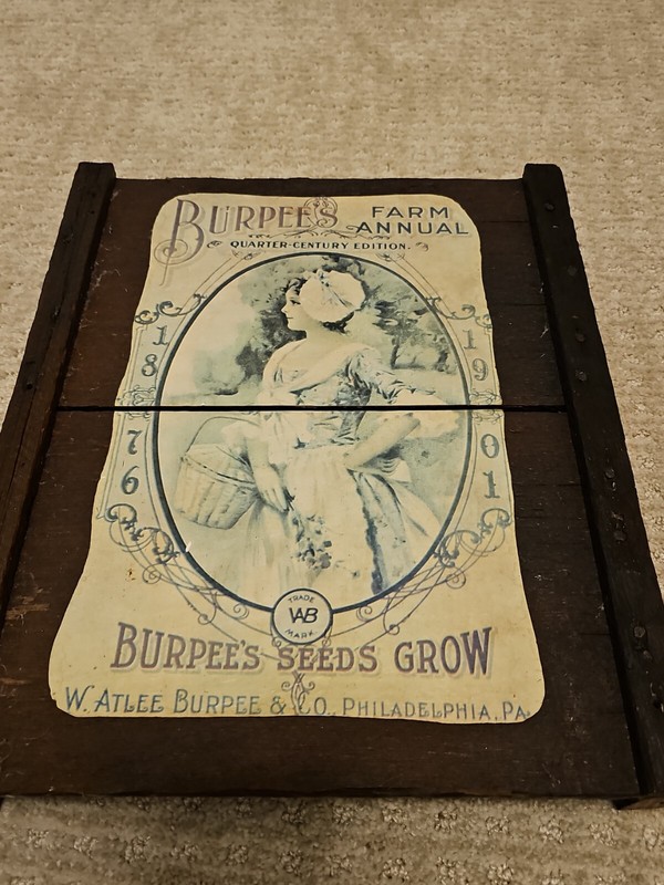 Collectible Burpee Seeds Advertising sign on small wooden pallet, 14.5 x 12 inch gallery