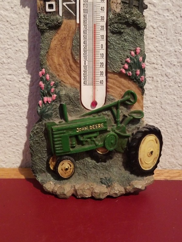 Vintage John Deere Thermometer Farm Scene Farenheit/Celcius Indoor/Outdoor Resin gallery