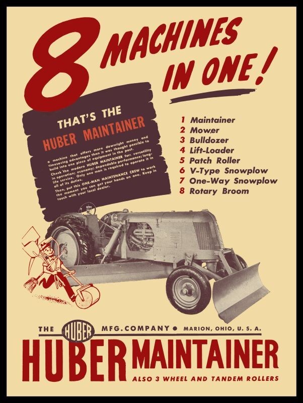 1946 Huber Maintainer Tractor of Marion, OH NEW METAL SIGN: 9×12″ Free Shipping