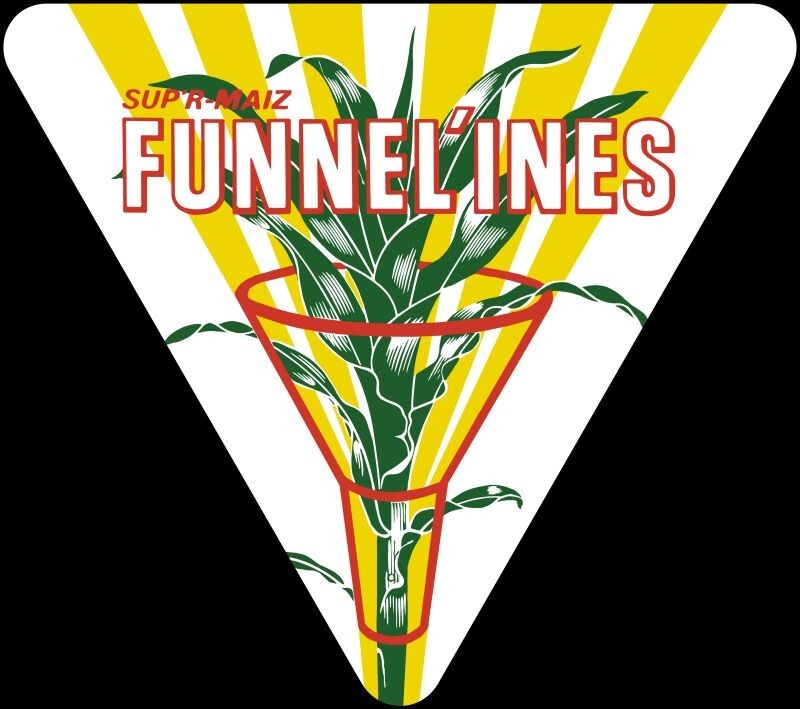 Funnel’ines Seed Corn, Sup r Maiz NEW Sign: 28″ Tall Diecut USA STEEL XL Size
