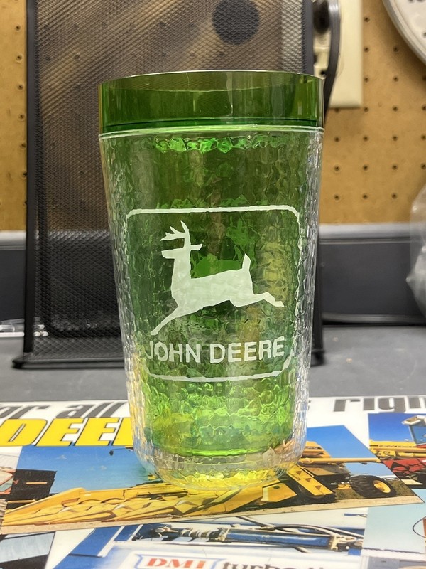 1980s/90s John Deere 24oz Tumbler Plastic Drinking Cup Thermo Serv Vintage