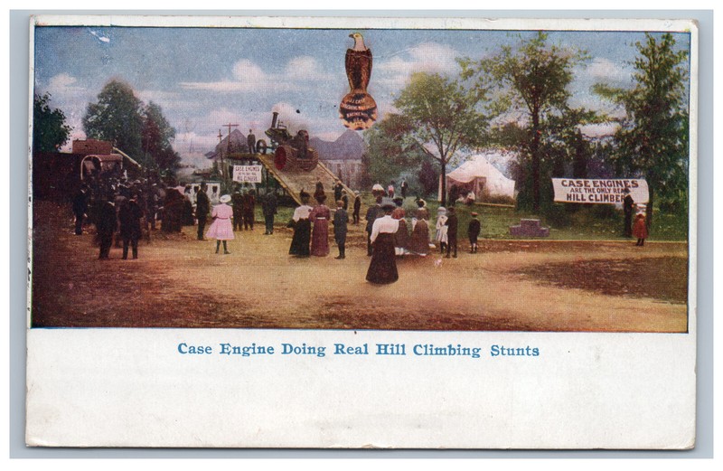 1910 Case Engine Doing Real Hill Climbing Stunts Postcard Posted Holyoke CO