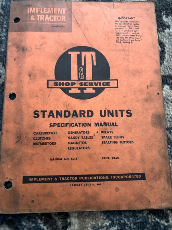 Carburetors Magnetos Clutches Spark Plugs Standard Units I&T Manual DCPA26