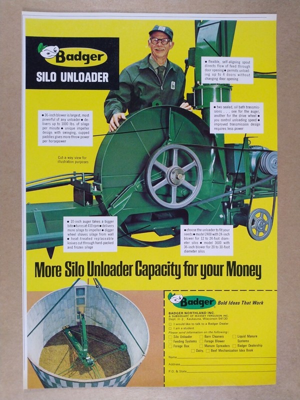 1973 Badger Northland Silo Unloader vintage print Ad
