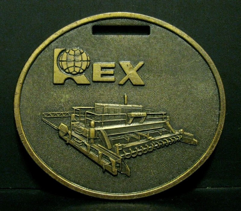 REX Asphalt Concrete Paver Mixer Construction Advertising Promo Brass Watch Fob