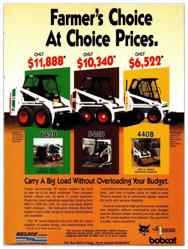 Vintage 1990 Bobcat Skid Steer Original Print Ad (8in x 12in) Advertisement