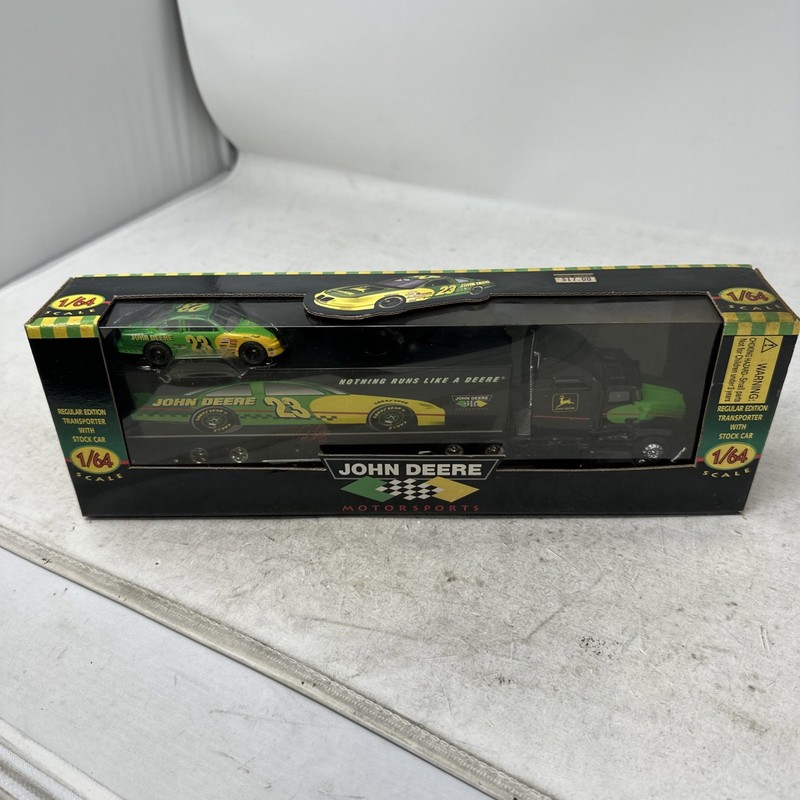 1996 John Deere Motorsports 1/64 Regular Edition Transporter with Stock Car