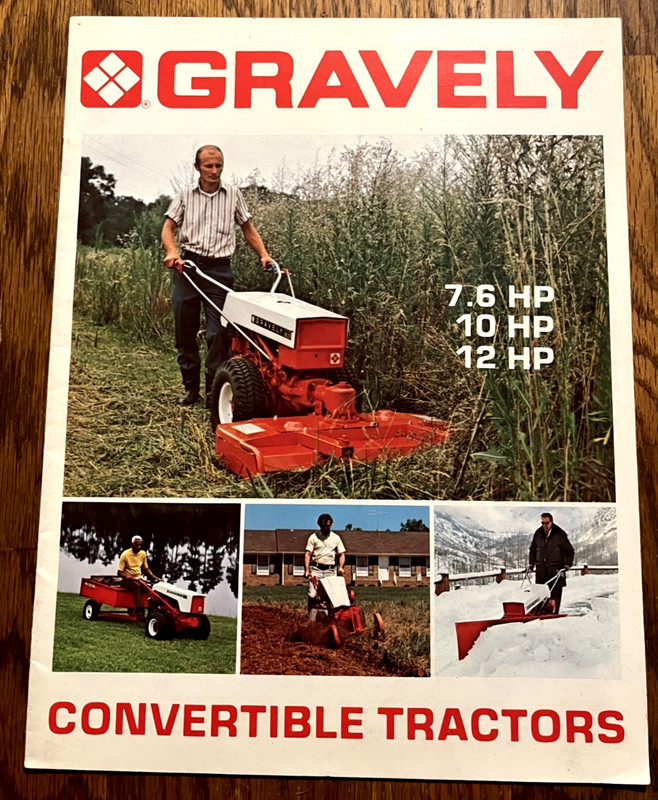 Gravely Convertible Tractors 7.6 10 & 12 HP 1973 sales brochure