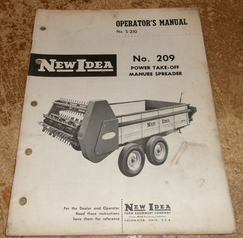 1964 new idea #209 manure spreader operators manual in good shape used