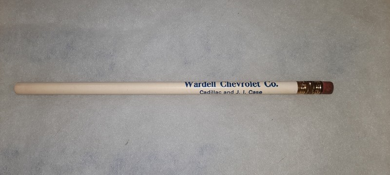 "Wardell CHEVROLET Co.*CADILLAC & J. I. CASE*Ph. 262 Oelwein, Ia." Unused Pencil gallery