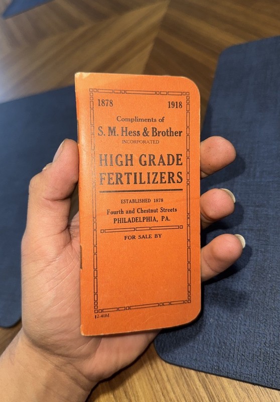 Vtg 1918 S.M. Hess & Brother Fertilizers Advertising Notebook Philadelphia PA