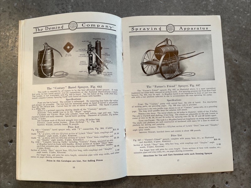 1916 Deming Spray Pump Catalog Orchard Vineyard Signed WP Dallett Letter gallery