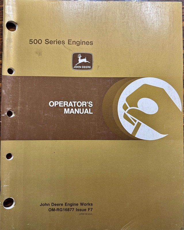 1987 John Deere Series 500 Engines Operator’s Manual OM-RG 16877 #MC-3