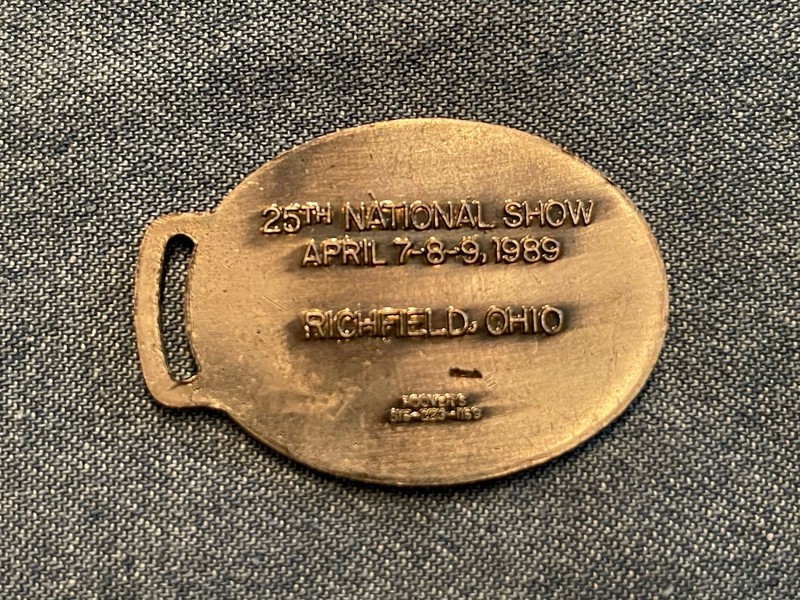 Parrett Tractor Co Pocket Watch Fob 25th National Show 1989 Hoover's Parrot Bird gallery