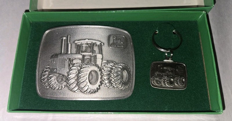 Vintage 1975 John Deere Belt Buckle and Key Chain, in Box 4 Wd Possibly 8630 gallery