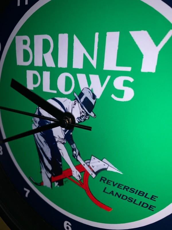 Brinly Plows Farm Implements Tractor Barn Garage Man Cave Bar Clock Retro Sign gallery