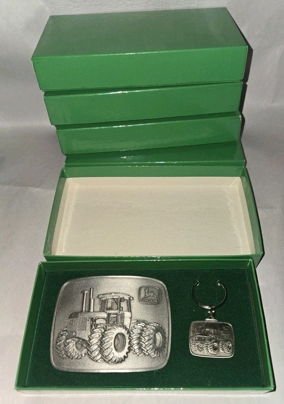 Vintage 1975 John Deere Belt Buckle and Key Chain, in Box 4 Wd Possibly 8630 gallery