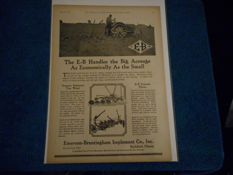 1920 Emerson Brantingham Tractors Advertisement: E-B 12-20 Tractor Featured