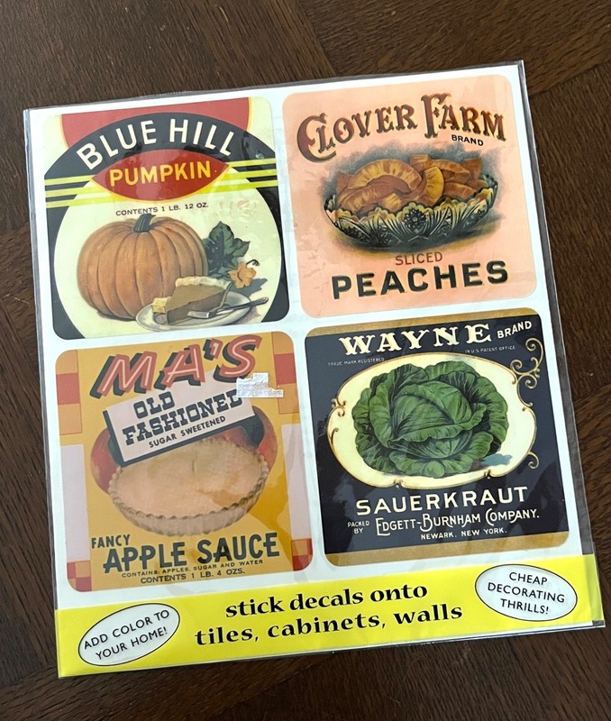 Vintage vegetable can sticker decals graphic 2 sheets farming ephemera gardening