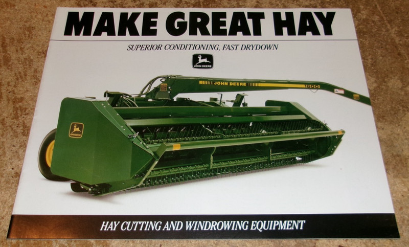 1990 john deere hay cutters + windrowing equipment brochure very good used