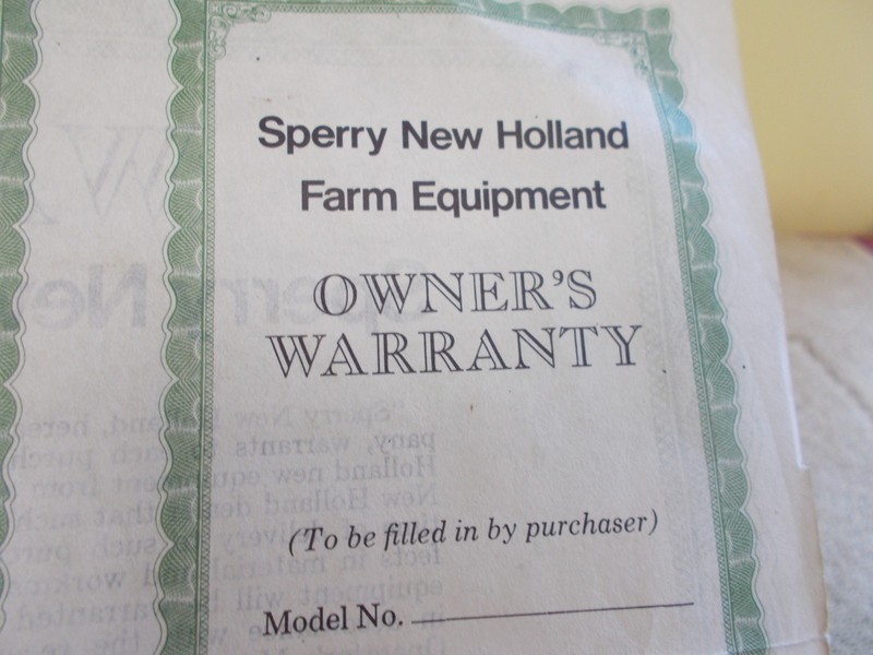 VTG 1970s SPERRY NEW HOLLAND FARM EQUIPTMENT WARRANTY PAPER BROUCHURE AD gallery