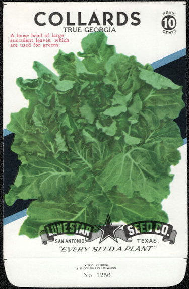 Vegetable Seed Pack Empty Vintage Lone Star Texas True Georgia Collards Greens