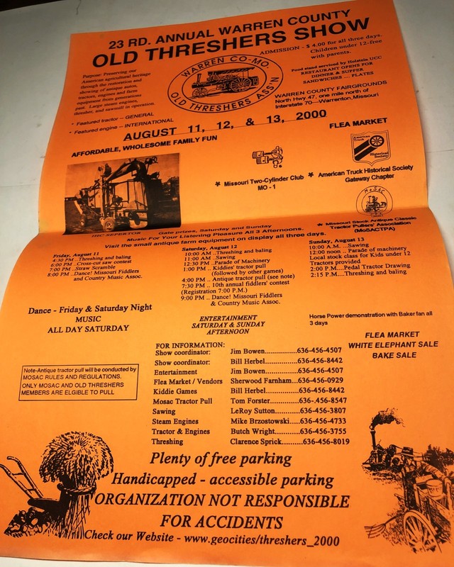 12 Advertising Steam Show Poster Warren & Montgomery Counties Missouri 80's-20's gallery