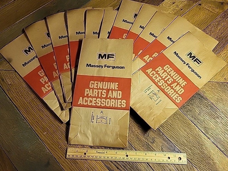 12 Vintage Massey Ferguson “A” Parts Bags 12 Inches Tall X 6 Inches Wide Genuine