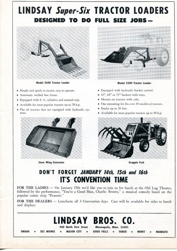 1969 Dealer Print Ad of Lindsay Bros Super-Six Tractor Loader Model 2600 & 3500
