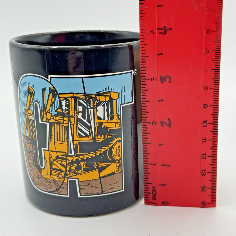 Vtg. Black Ceramic Advertising Caterpillar CAT Coffee Tea Cup Tractor gallery