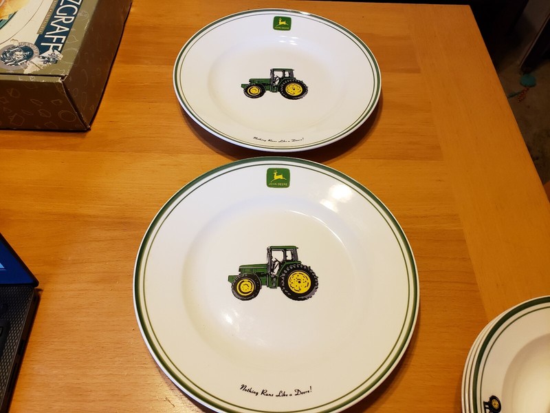 John Deere Ceramic 2 Dinner Plates Collectible Nothing Runs Like A Deere