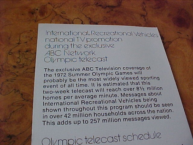 1972 INTERNATIONAL HARVESTER MUNICH SUMMER OLYMPICS SALES BROCHURE IH TRUCKS NOS gallery
