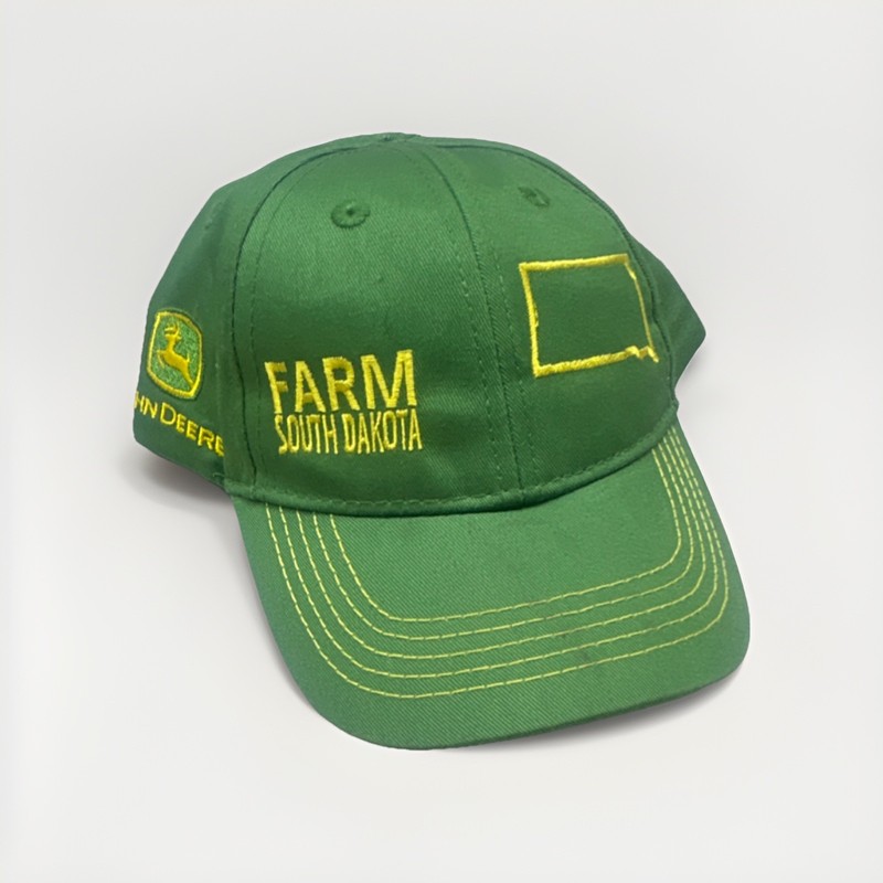 John Deere Green Farm South Dakota Embroidered Hat Cap Agriculture Theme