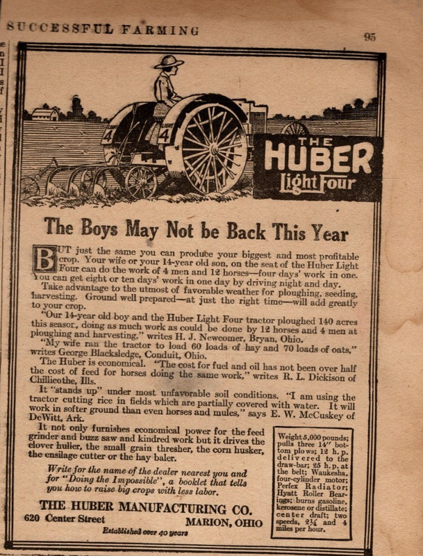 Huber Light Four original Tractor ad – Marion Ohio Scarce