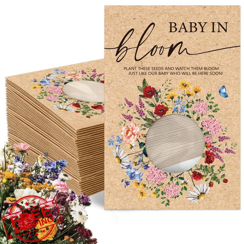 FYSUIMU 50Pcs Wildflower Seed Packets Kraft Envelopes 2.8x3.9 Inch
