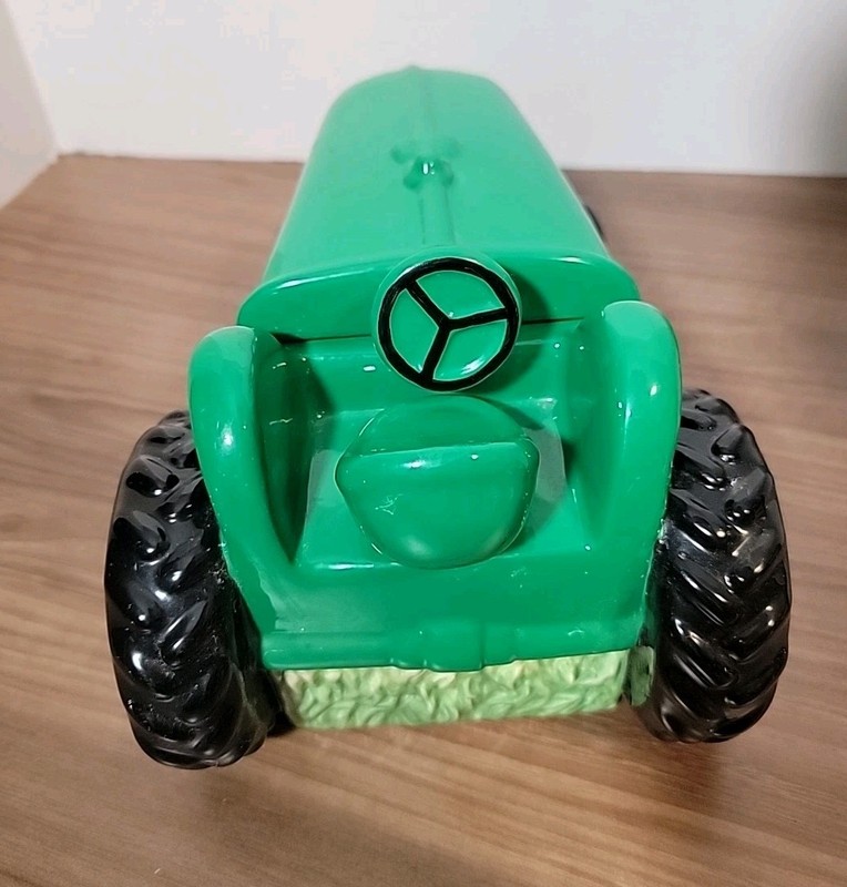 Ceramic Tractor Farm Cookie Jar with Hood Lid Green John Deere Style gallery