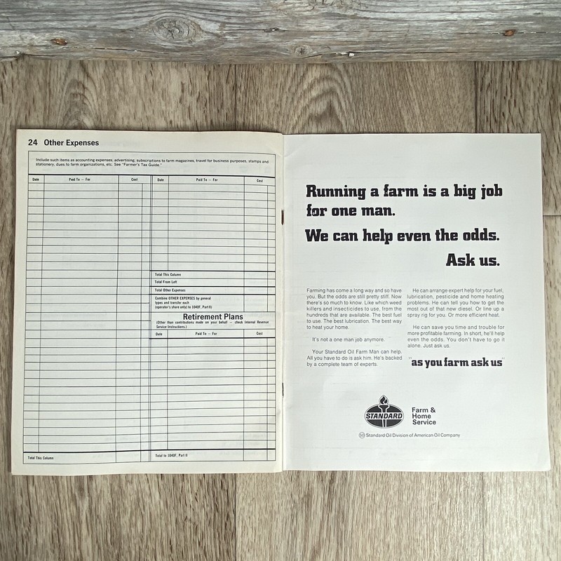 Unused Farm Accounting Record Book Standard Oil 1972 Income & Expense, Taxes gallery