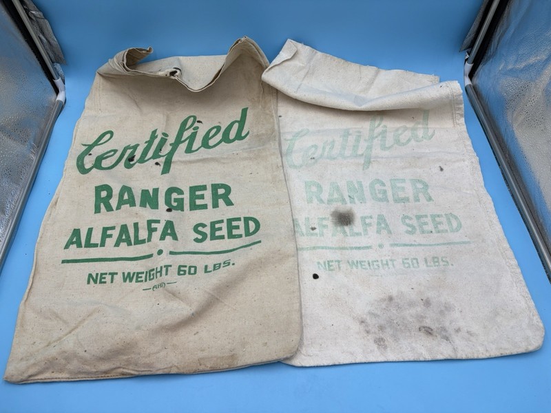 Vintage 1950’s Certified Ranger Alfalfa Seed Cloth Farm Bags Sack Field