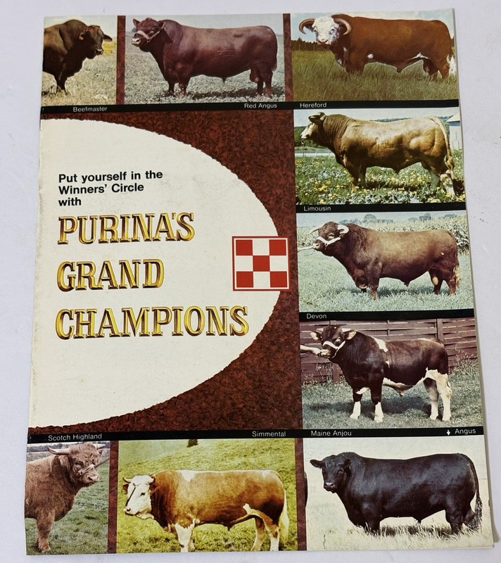 1970 Purina GRAND CHAMPIONS Cattle Book – Feed Advertising Brochure CHECKERBOARD