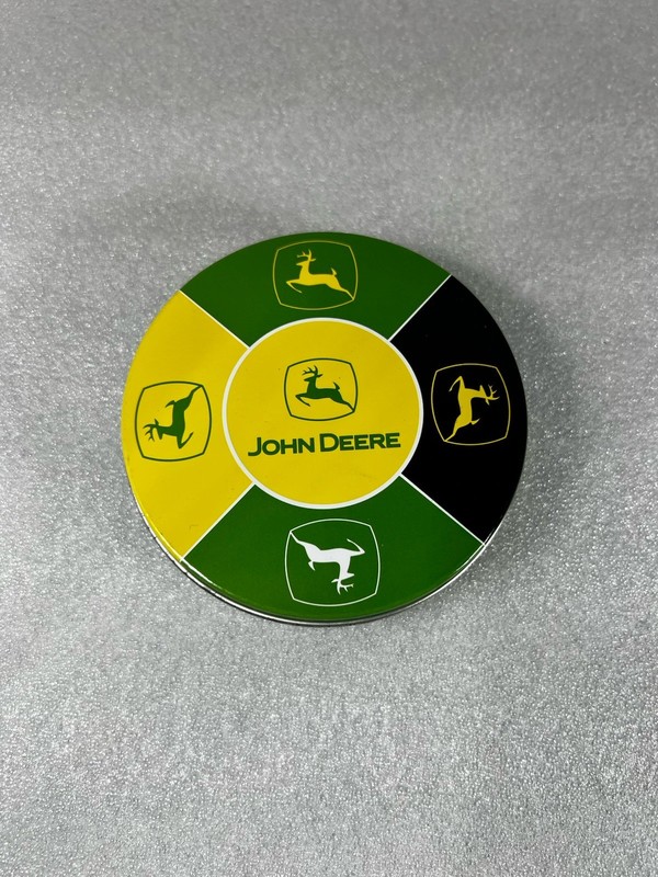 John Deere (set of 5) Aluminum & Cork Coasters with tin casing
