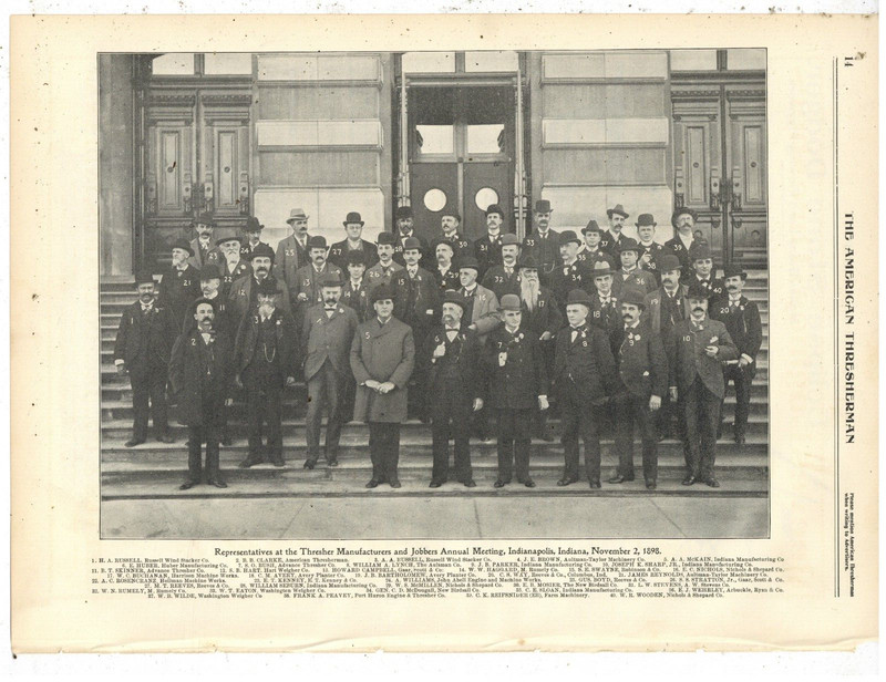 1898 Pic & Caption: Thresher Manufacturer & Jobbers Meeting, Indianapolis