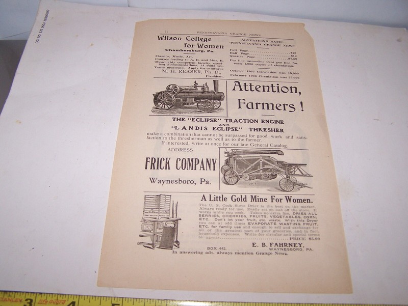 FRICK ECLIPSE Steam Engine Thresher LACEY Silo US Cream Separator PA Grange AD