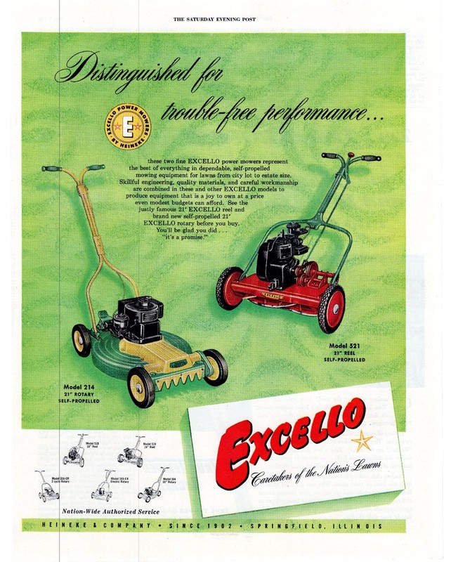 1954 Excello Power Mowers 21 Rotary & Reel Self-Propelled Models Single Print Ad