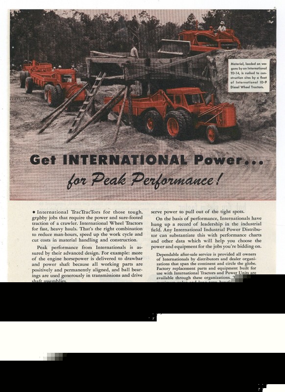 1945 International Harvester Ad: TracTracTors – TD-14 & ID-9 Wheel Tractors