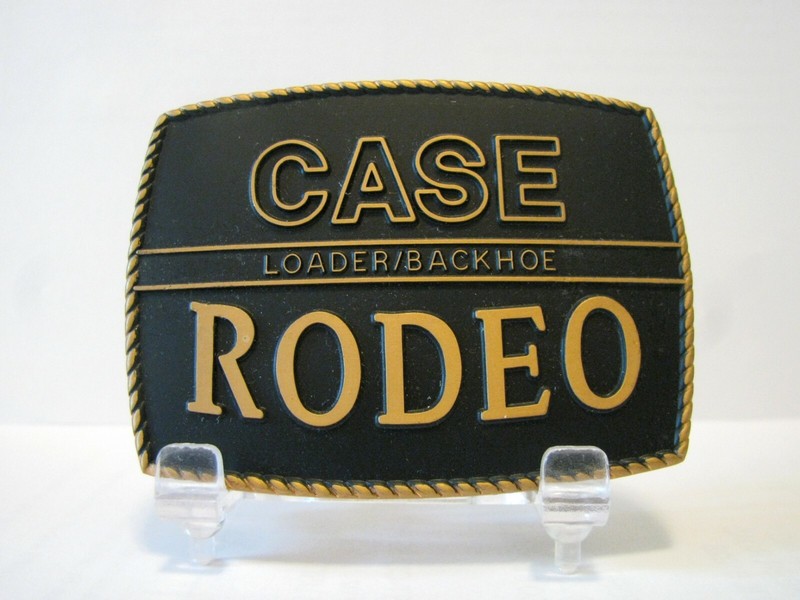 Case Rodeo Backhoe Loader Tractor Brass w/ Black Inlay Belt Buckle Construction